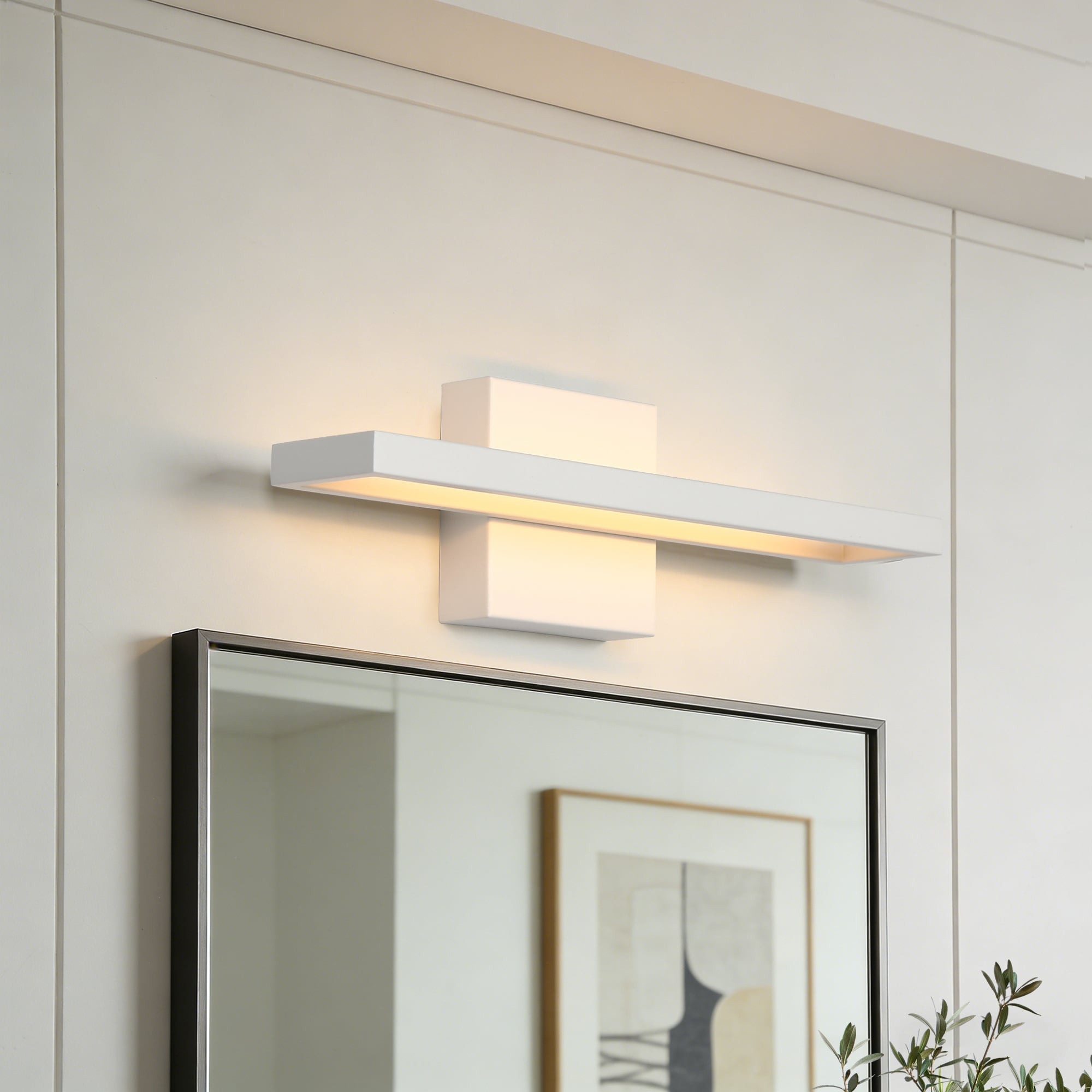 Modern White Integrated LED Vanity Light with 5CCT Linear Light Bar - 15.9