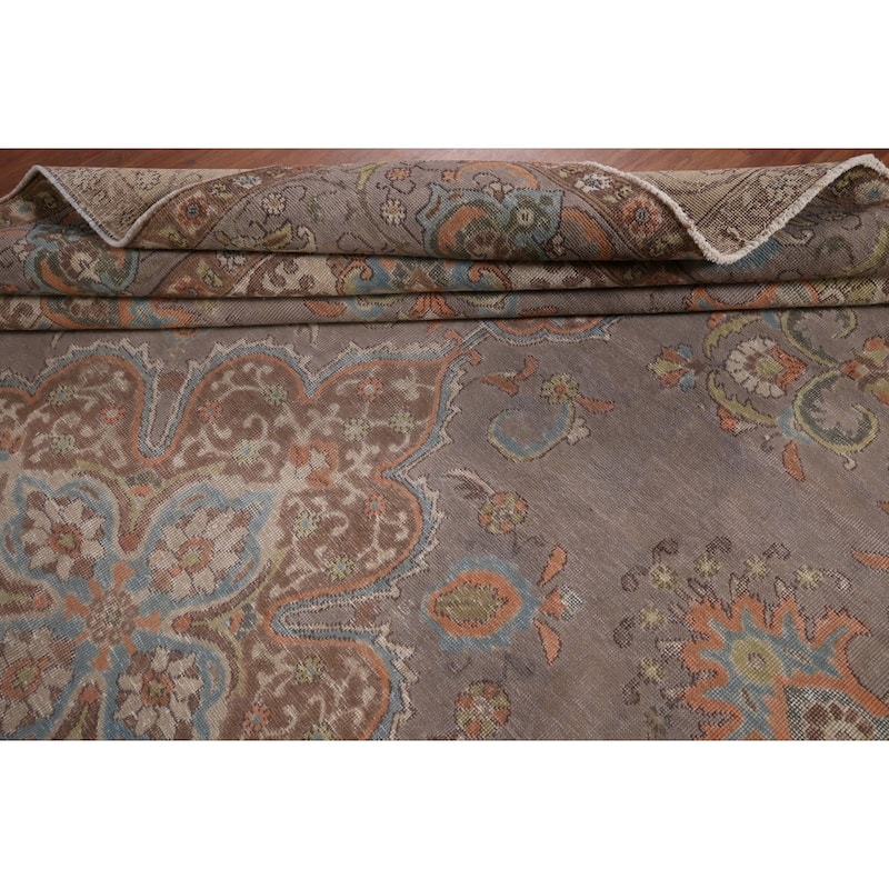 Tabriz Vintage Persian Rug Hand-Knotted Traditional Wool Carpet - 9'6" x 12'11"