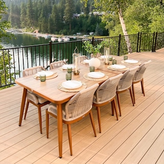 PURPLE LEAF Dining Set Patio Metal Rectangular Table and Wicker Rattan Chairs for Outside Porch Modern Outdoor Furniture Sets
