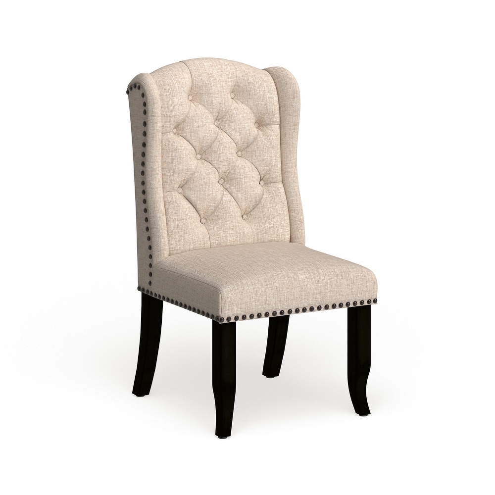 Furniture of america tays rustic linen fabric shop dining chairs