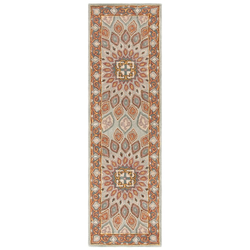 SAFAVIEH Handmade Heritage Wayfarer Traditional Oriental Wool Rug - 2'3" x 8' Runner - Blue/Grey