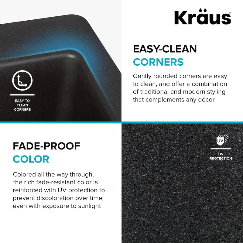 KRAUS Granite 24 inch 1-Bowl Undermount Drop-in Kitchen Sink