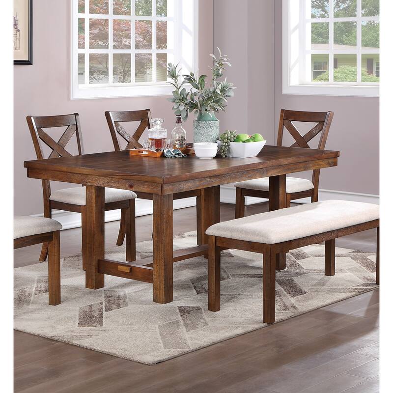1pc Bench Only Natural Brown Finish Solid wood Contemporary Style Kitchen Dining Room Furniture Seating