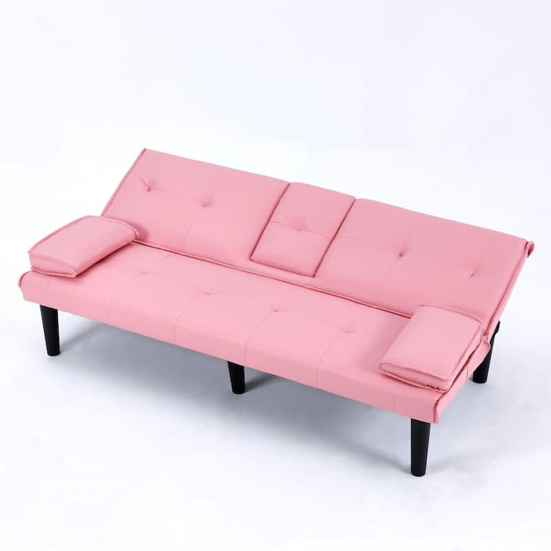 The 67-inch PVC multi-functional sofa bed, with a foldable and cup holder design