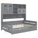preview thumbnail 22 of 21, Wooden Full Size Daybed with Twin Size Trundle and All-in-One Cabinet