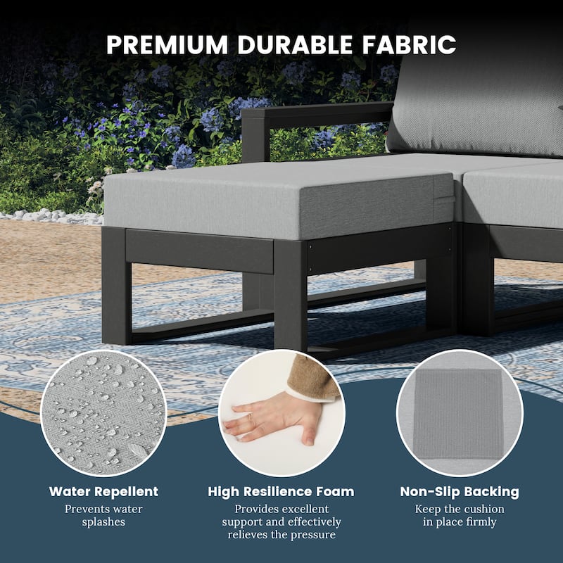 Polytrends Endless Patio Deep Seating Ottoman with Gray Frame