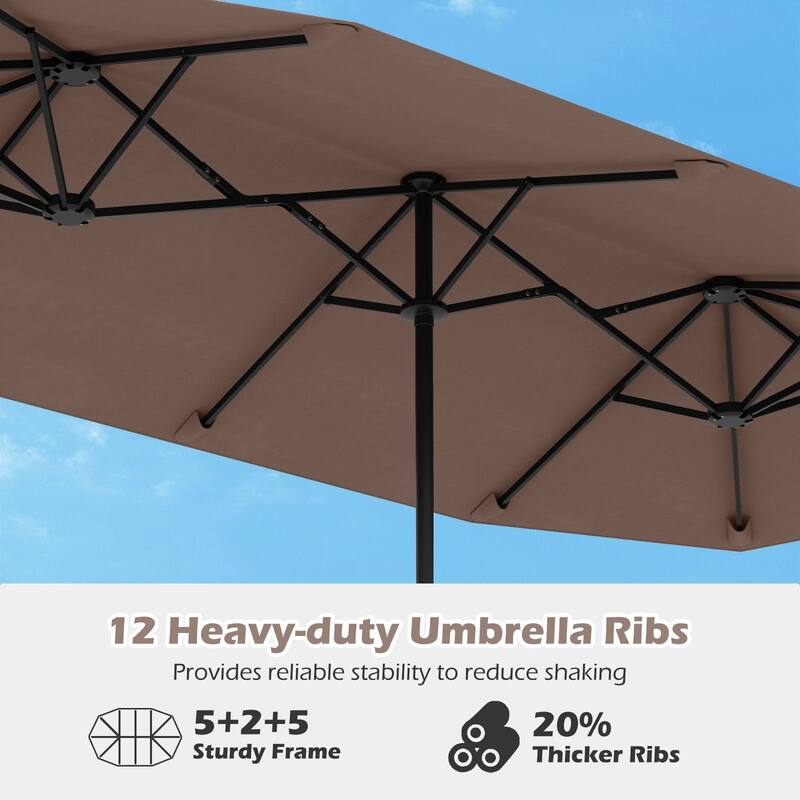 Gymax 13 FT Double-sided Patio Umbrella Outdoor Large Twin Size