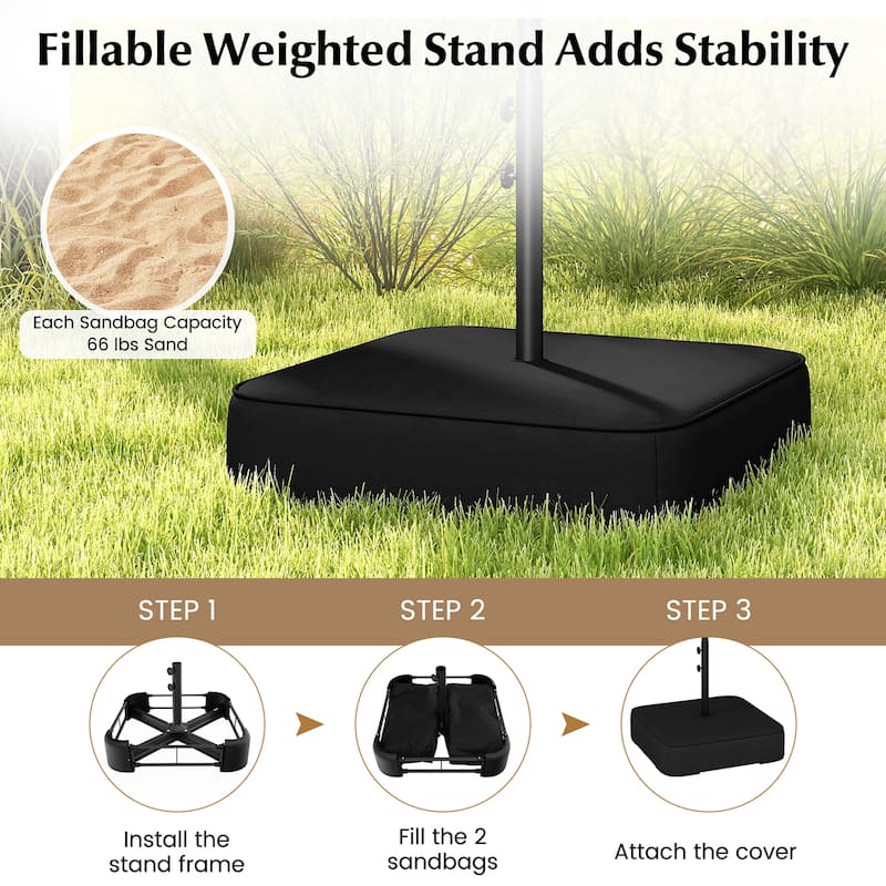 Gymax 13FT Double-sided Patio Umbrella w/ Crank Handle Umbrella Base
