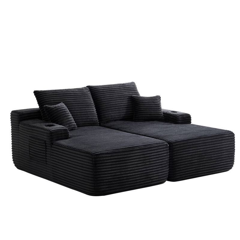Oversized Boneless Double Chaise Lounge, Sectional Deep Seat Cloud Couch, Oversized Compressed Loveseat Sleeper Sofa