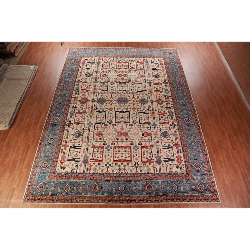 Hand Knotted Oriental 100% Wool Carpet Traditional All-Over Beige & Ivories Ziegler Area Rug - 17' 4'' X 13' 1''