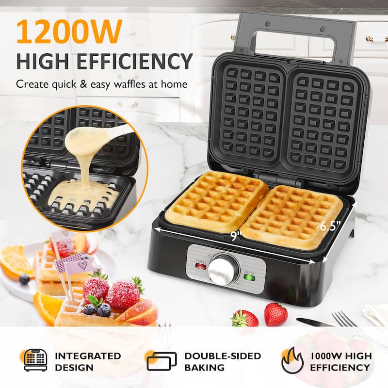 2-Slice Waffle Maker with Adjustable Temperature Control