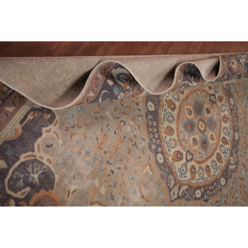 Medallion Tabriz Persian Vintage Area Rug Hand-Knotted Wool Carpet - 9'6" x 12'8"