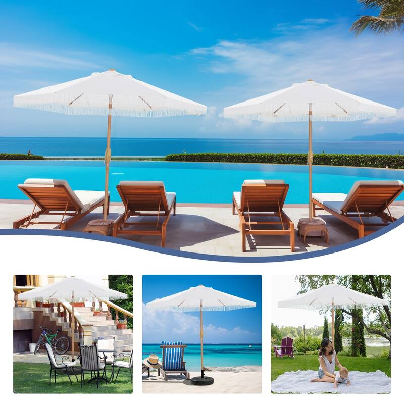 Autlaycil 7.5FT Solar Patio Umbrella with Base and Tilt,Crank