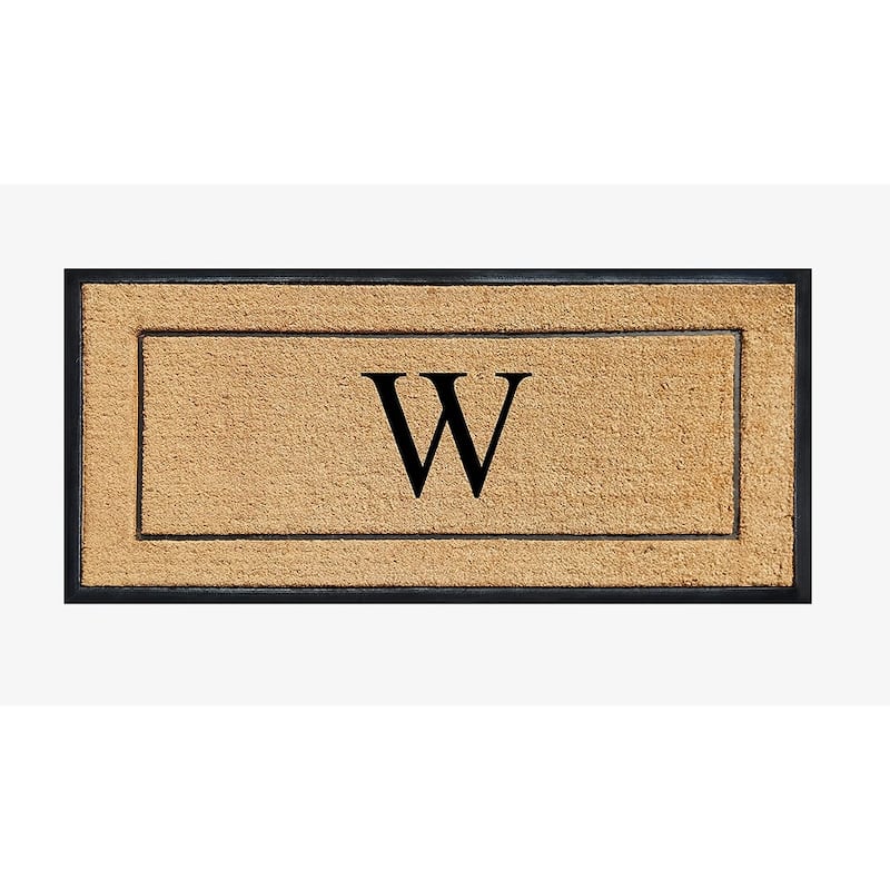 A1HC Natural Coir & Rubber Large Monogrammed Door Mat 30"x60" - 30"X60" - W