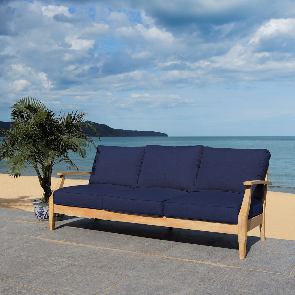 SAFAVIEH Couture Martinique Wood Patio Sofa - 82"W x 35"D x 32"H
