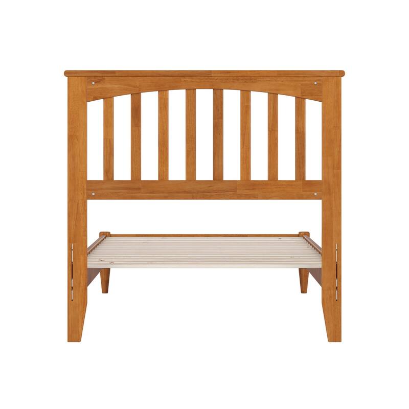 Twin Wood Platform Bed - Low Profile Solid Wood Bed Frame - Light Toffee Finish