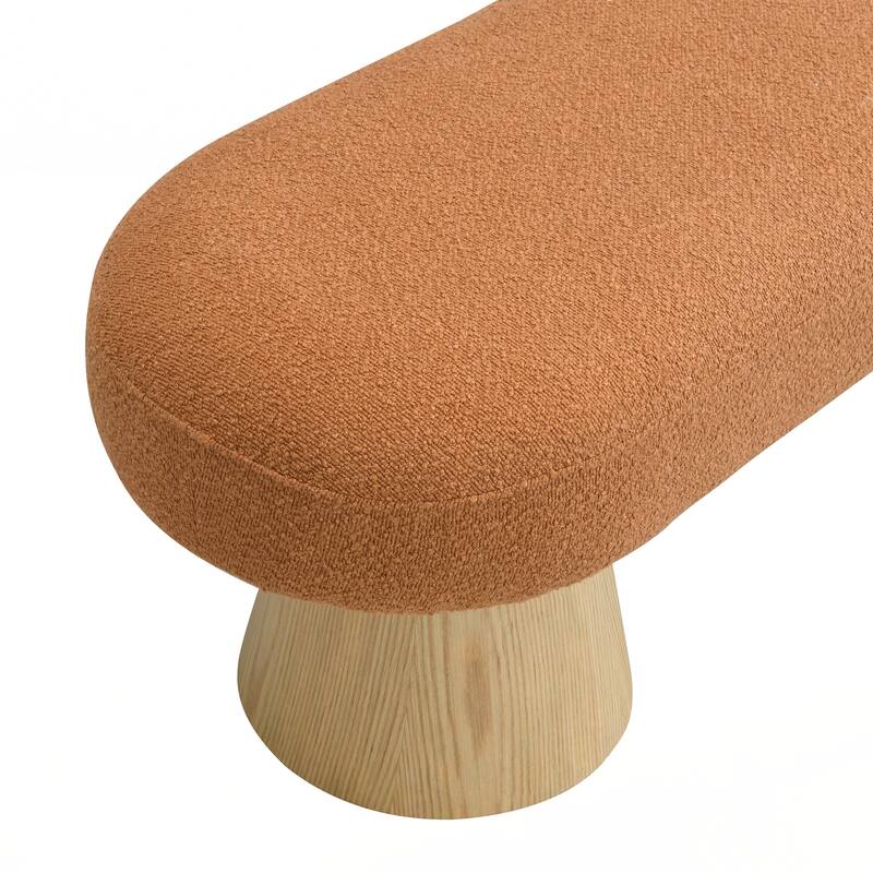 Upholstered Bedroom End of Bed Entryway Bench, Boucle Ottoman for Living Room