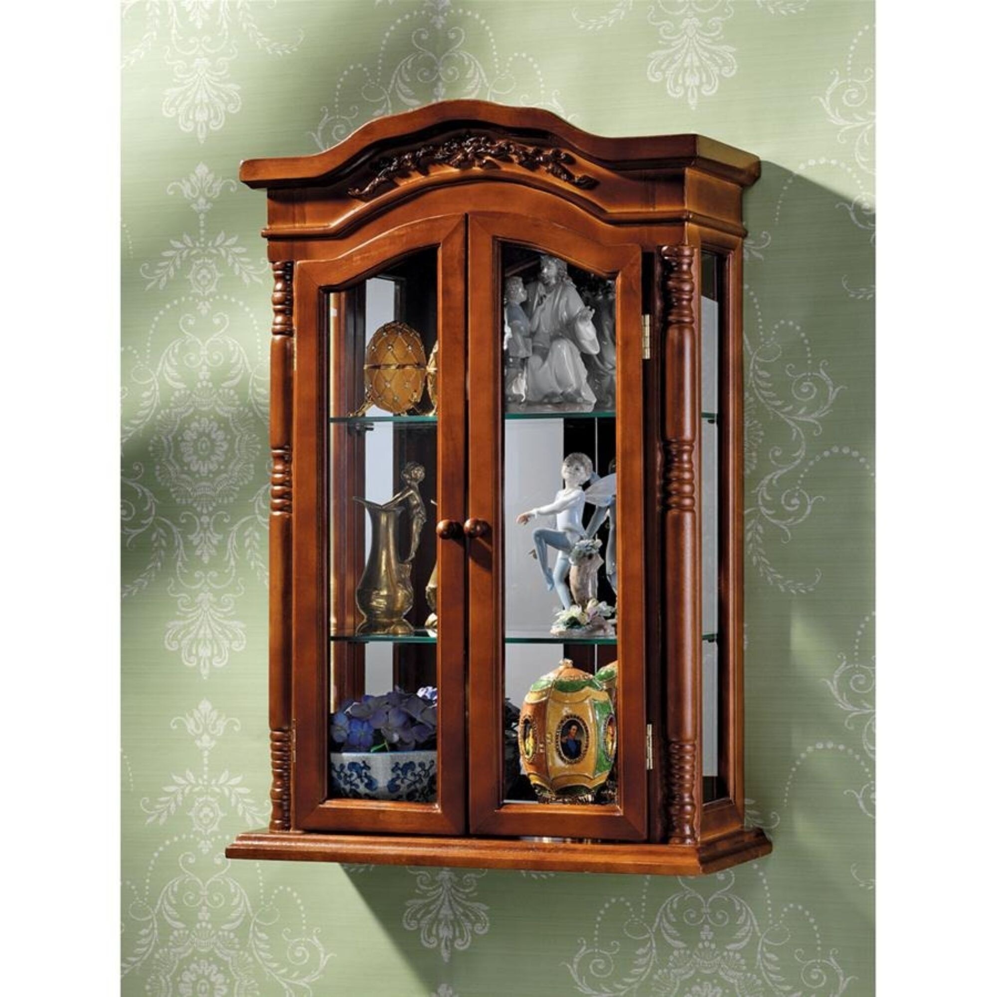 Shop 27 Brown And Clear Beacon Hill Wall Hanging Curio Cabinet On Sale Overstock 30982021
