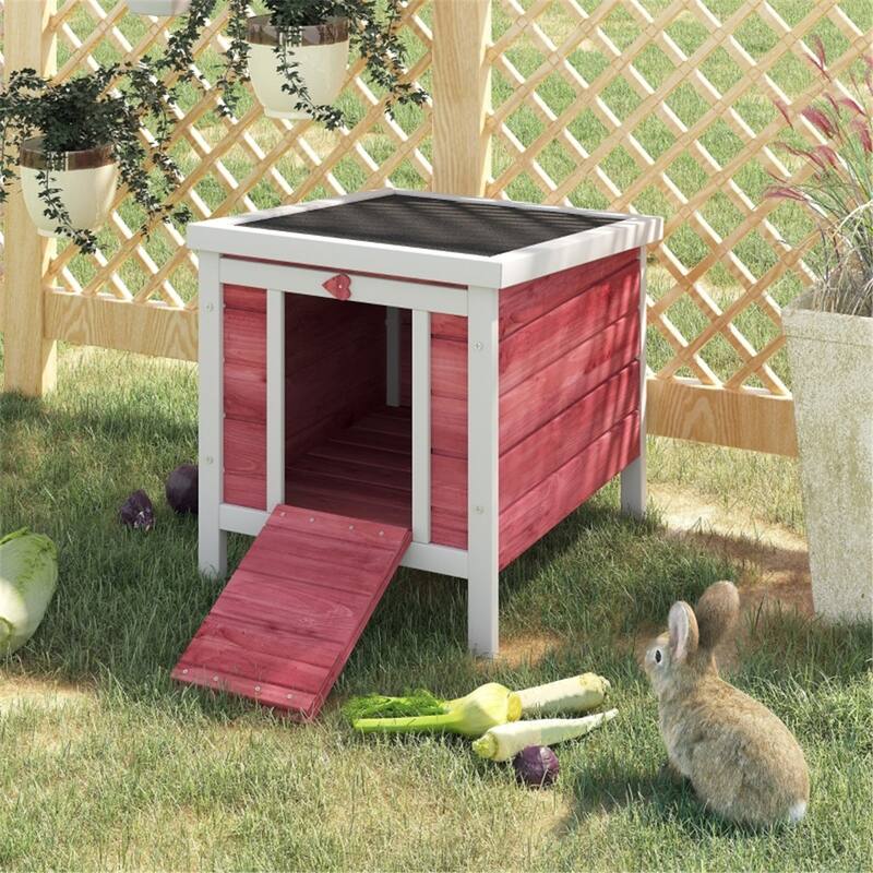 Versatile Pet House for Dogs, bunny, Guinea Pigs, and Ducks - 16.5" L x 20" W x 17" H - Red