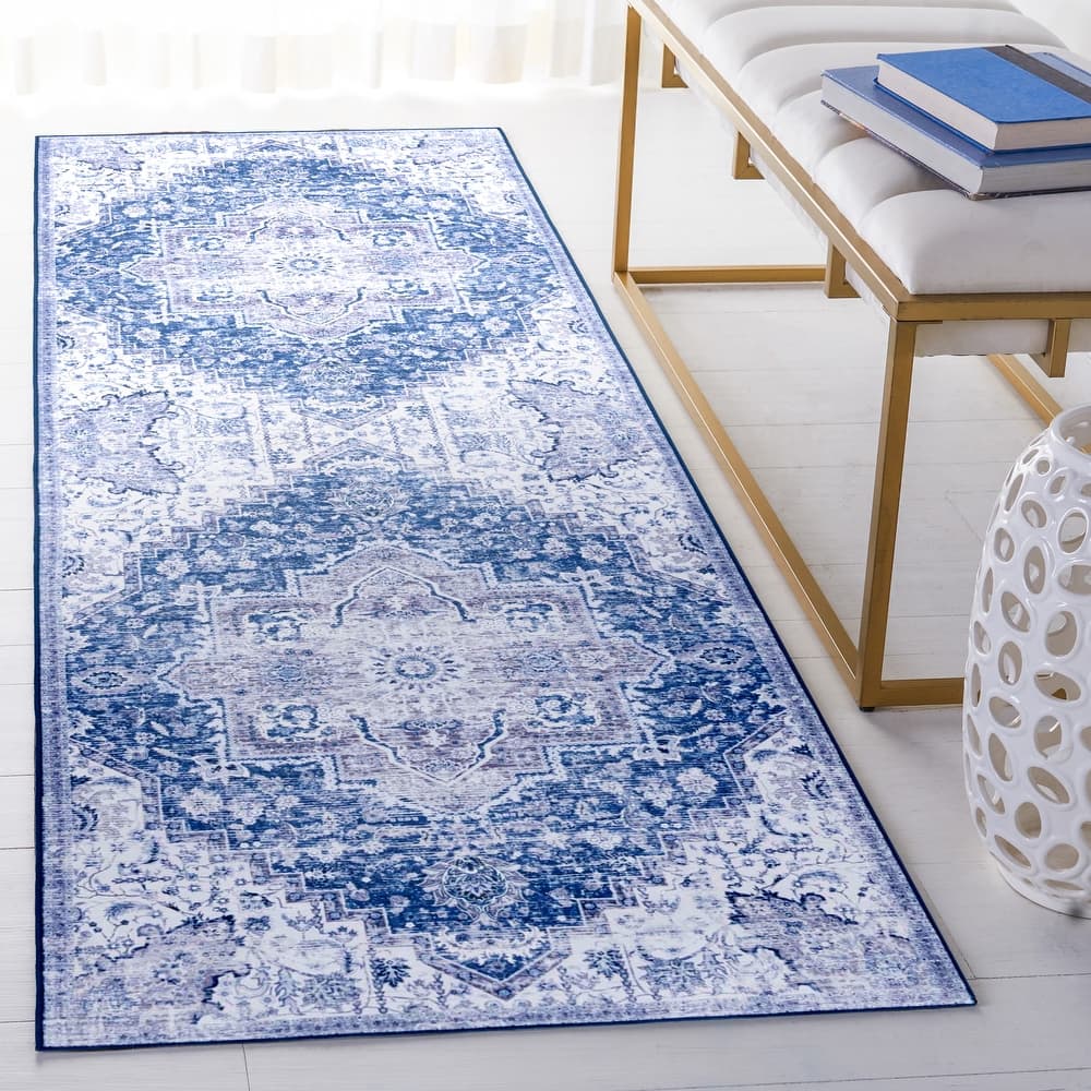 SAFAVIEH Tucson Machine Washable Slip Resistant Mallaury Distressed Rug