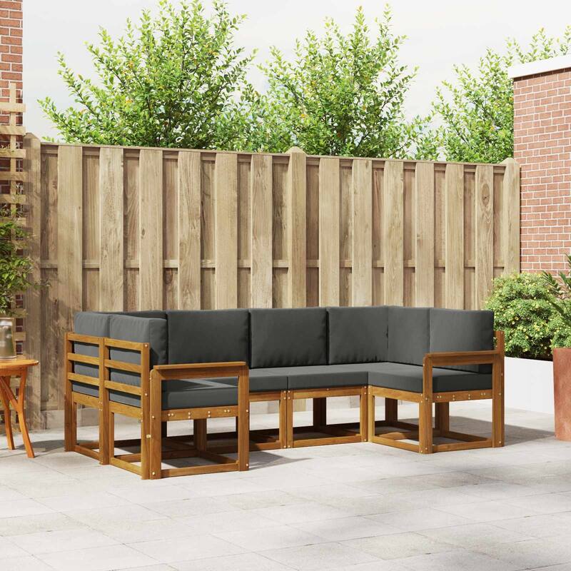 vidaXL Outdoor Sofa Set with Cushion 6 pcs Natural and Anthracite - 96.46 x 50.59 x 28.74 in