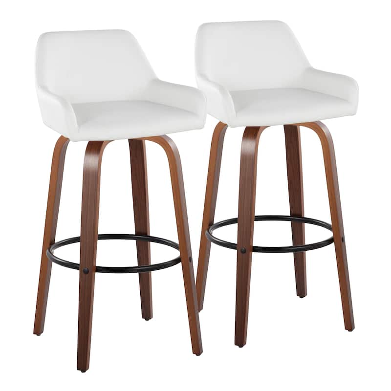 Porch & Den Galotti 30" Fixed-Height Bar Stool with Bent Wood Legs & Round Footrest (Set of 2)