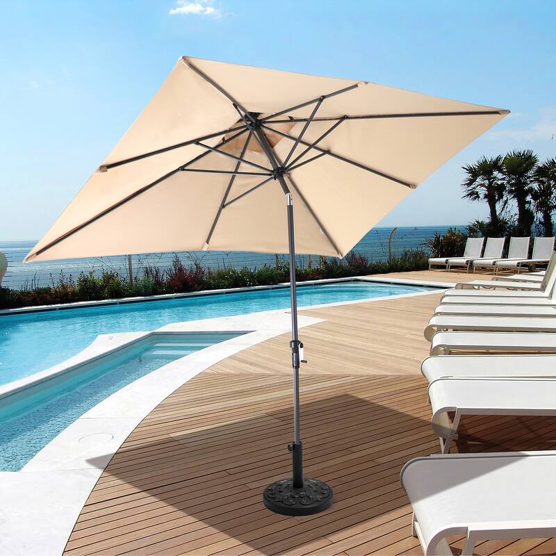 Crestlive Products 10 x 6.5 FT Rectangular Patio Market Umbrella with Black Base Included