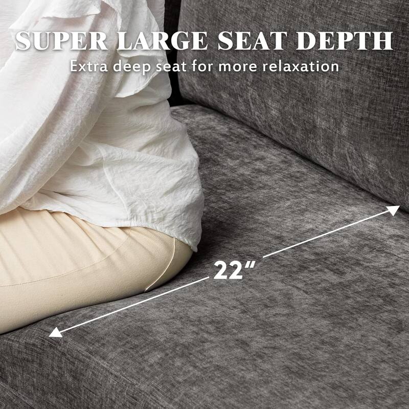 EROMMY U Shaped 6-seat Sectional Sofa Couch, Reversible Sleeper in Modern Chenille Design, with Chaise Lounge and Ottoman