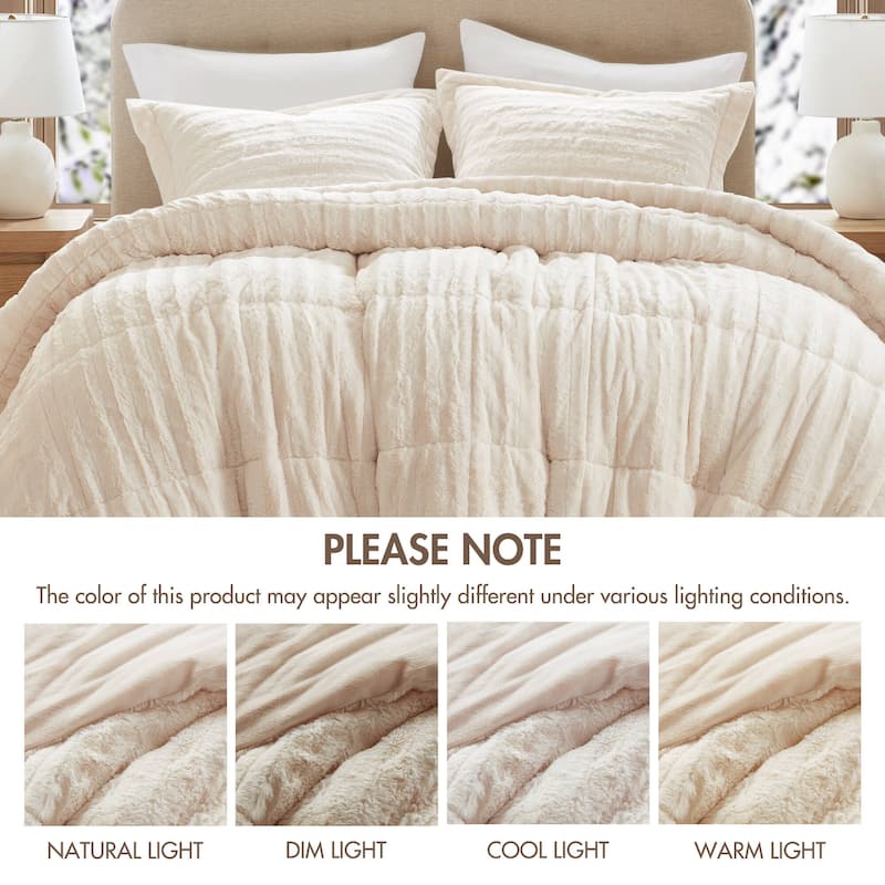 Madison Park York Faux Fur Comforter Mini Set