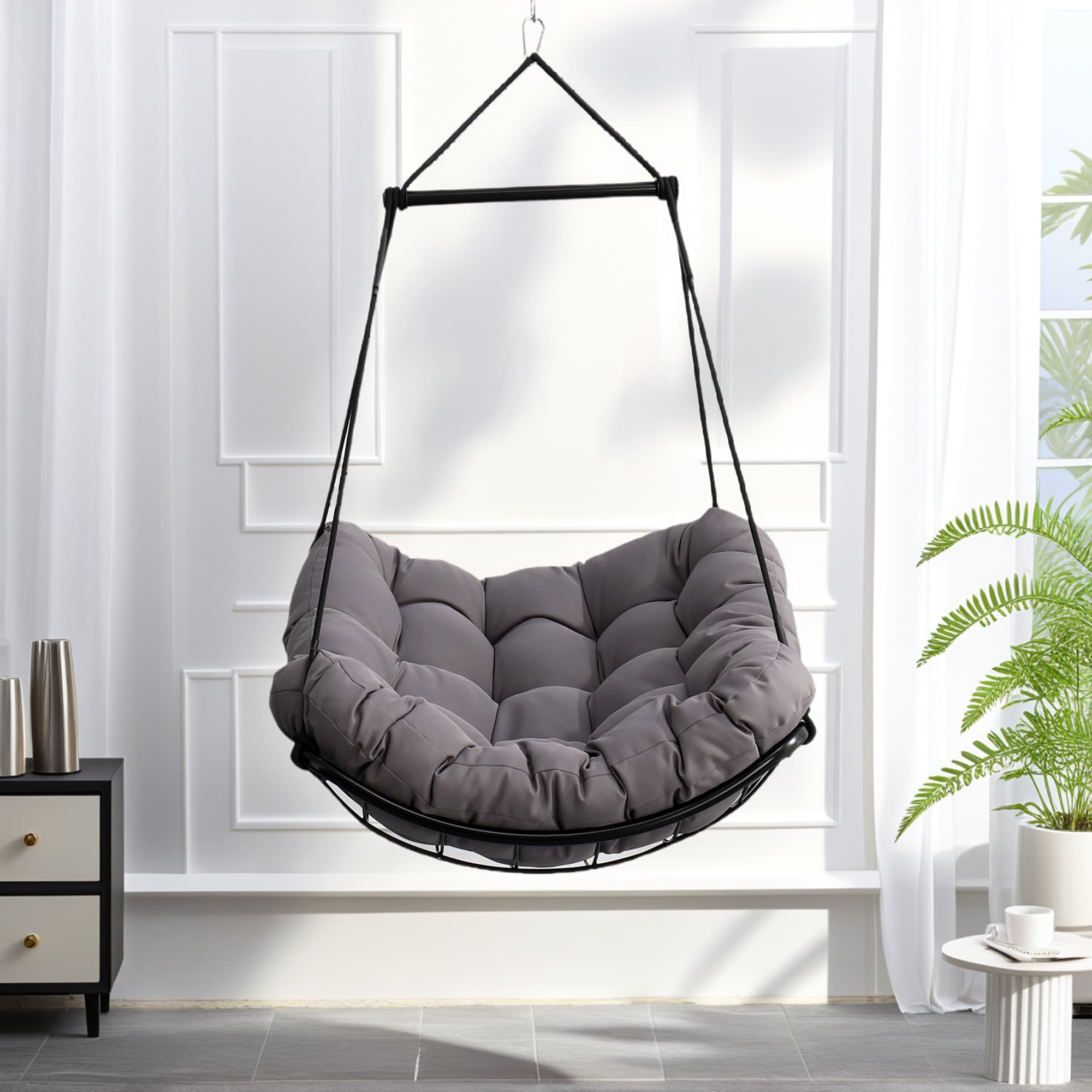 Luxury Hammock Chair Swing with Oversized Plush Cushion, Swivel  Indoor/Outdoor Hanging Chair for Patio, Balcony, Bedroom - Overstock -  42912259, image size:2000x2000