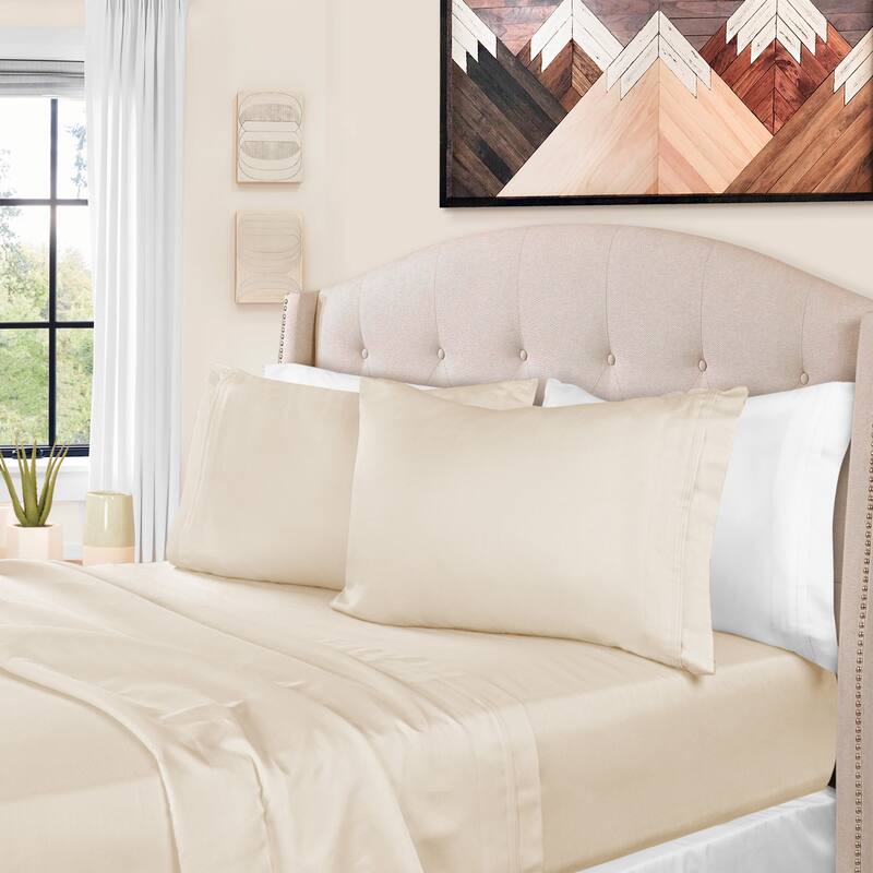 Superior Egyptian Cotton 1500 Thread Count Bed Sheet Set - California King - Ivory