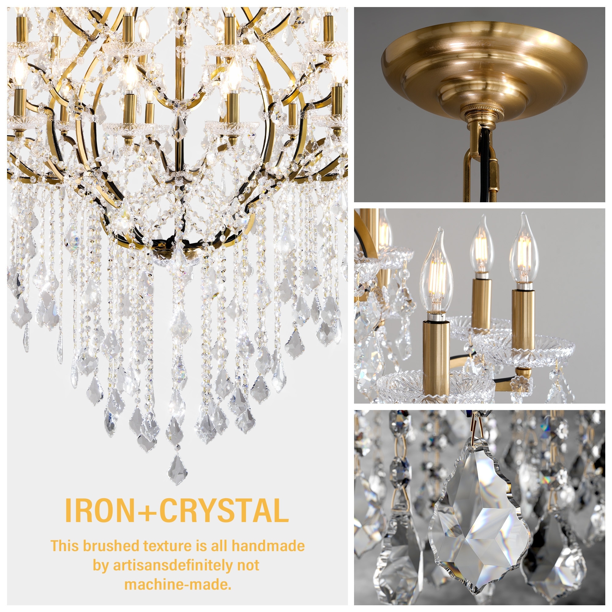 KAYLA Large Crystal Chandelier 28-49in Chandelier Light Fixture
