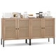 preview thumbnail 17 of 17, Costway Set of 2 Rattan Buffet Sideboard Wine Cabinet Cupboard - See Details Oak