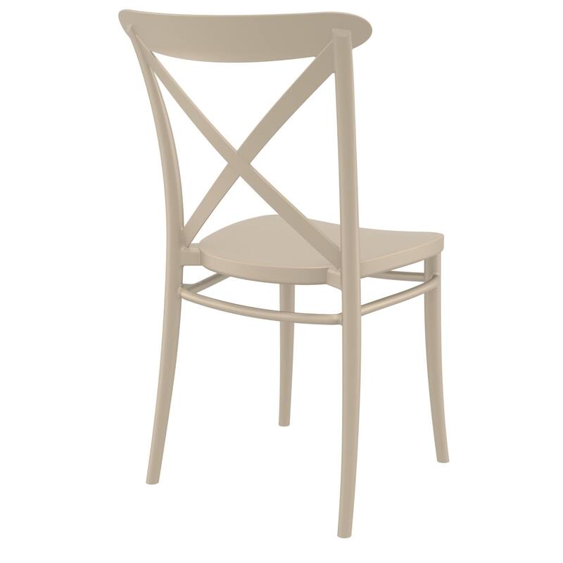 34.25" Taupe Brown Patio Cross Armless Dining Chair