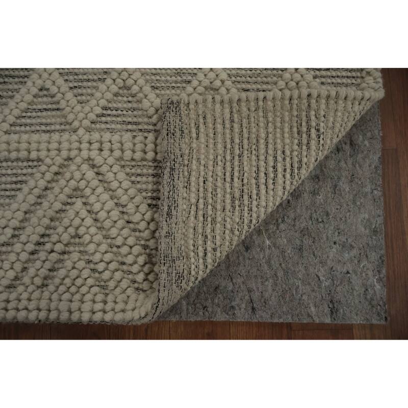 Hand Knotted Oriental 100% Wool Carpet Modern Geometric Beige & Ivories Moroccan Area Rug - 4' 7'' X 2' 11''