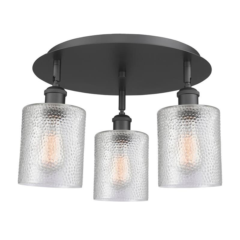Innovations Lighting Cobbleskill - 3 Light 17" Flush Mount - Clear/Matte Black