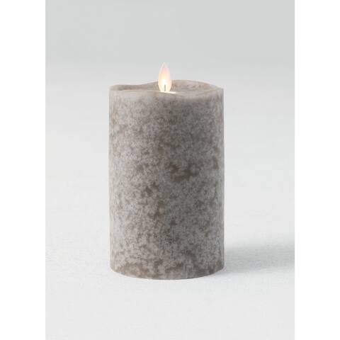 6" Gray Mottled LED Pillar Candle