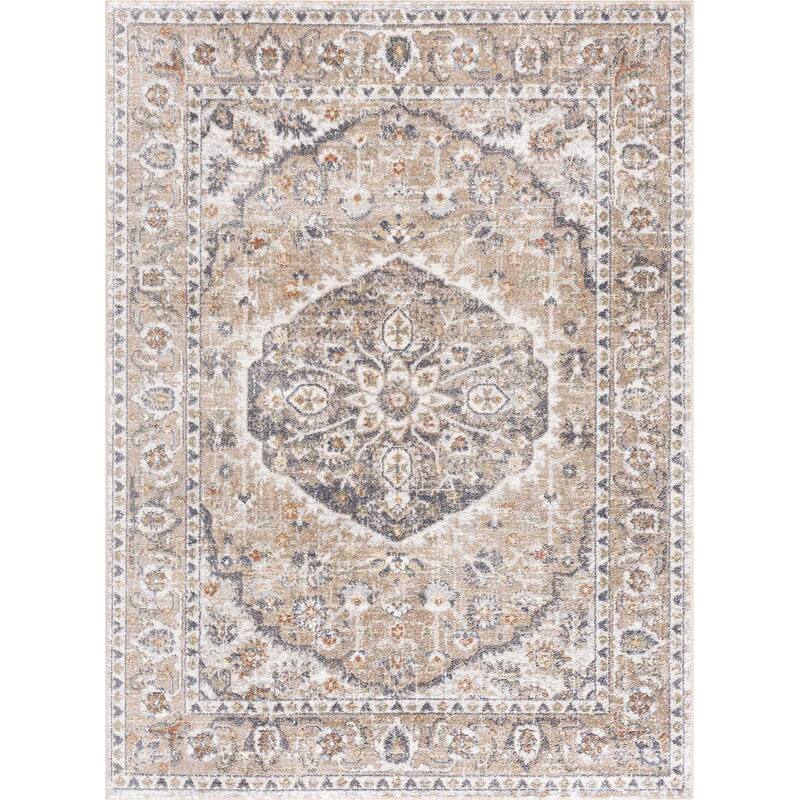 Hauteloom Manhattan Machine Washable Oriental Persian Medallion Vintage Distressed Area Rug