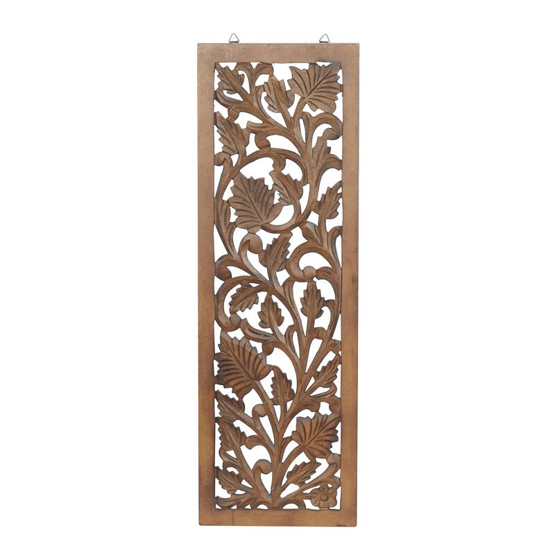Wooden Scroll Intricately Carved Arabesque or Floral Carved Acanthus Home Wall Decor - Gold or Brown Roche River Décor - Brown