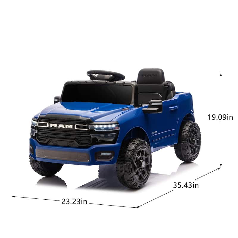 Licensed Dodge RAM 3500 12V Kids Ride On Truck with Remote Control, Dual Motors, Suspension, LED Lights & Music Player