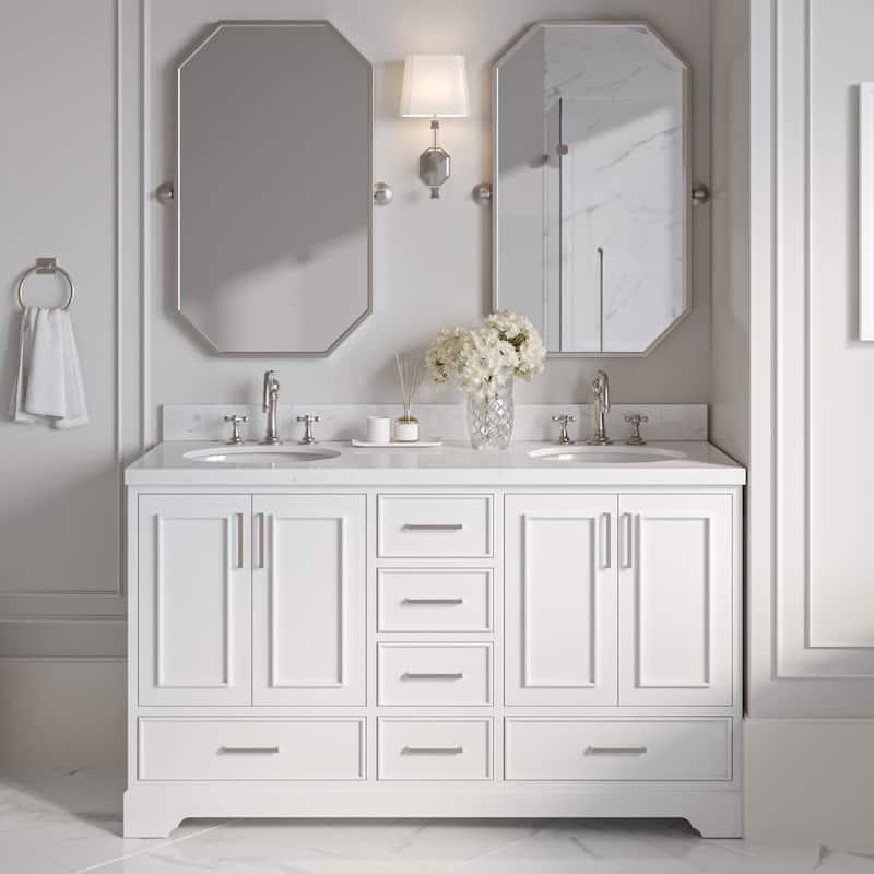 Ariel M060DCQOVO Stafford 60" Free Standing Double Basin Vanity Set