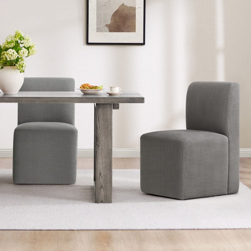 Spruce & Spring Charlotte Upholstered Dining Chairs with Casters Set of 2