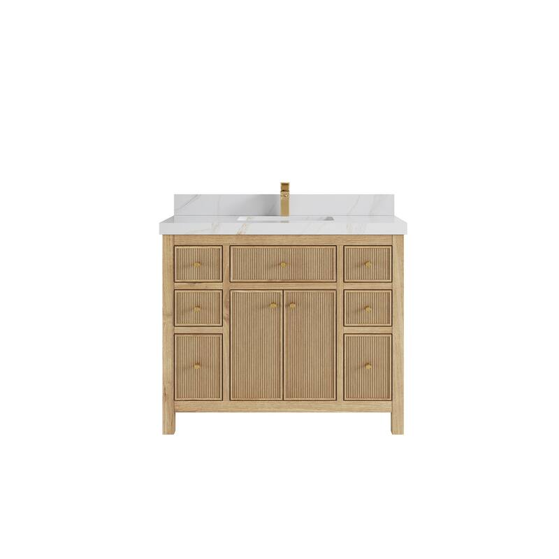 Willow Collections 42 in. W x 22 in. D Sonoma Teak Single Sink Bathroom Vanity with Countertop