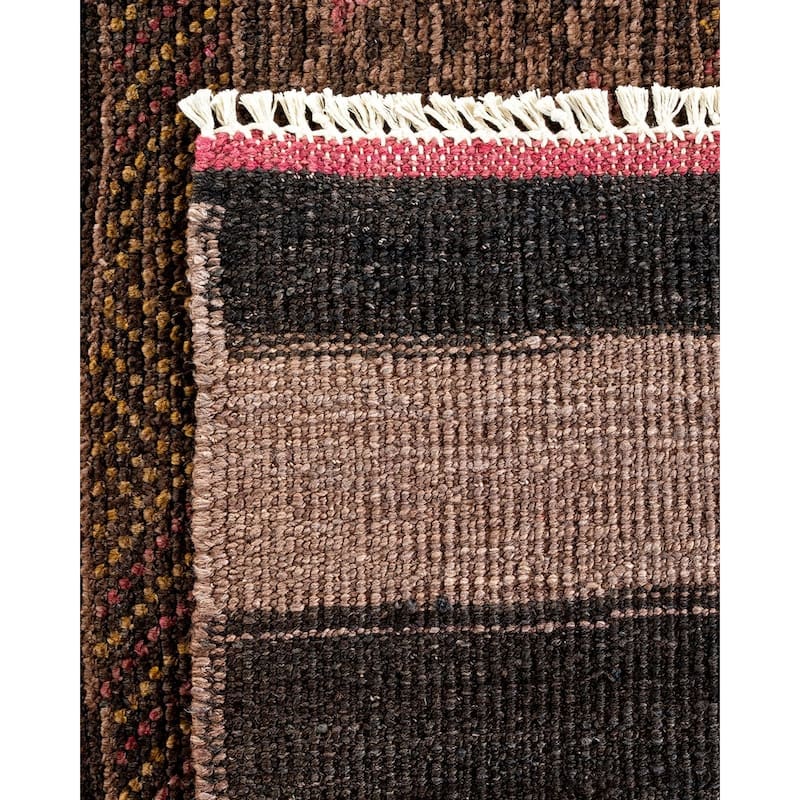 Overton Hand Knotted Wool Vintage Inspired Modern Contemporary Overdyed Brown Area Rug - 8' 3" x 10' 3"