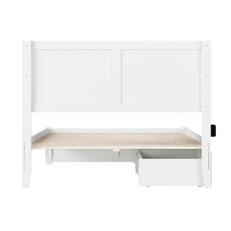 AFI Canyon Full Platform Bed with Footboard & Storage Drawers in White