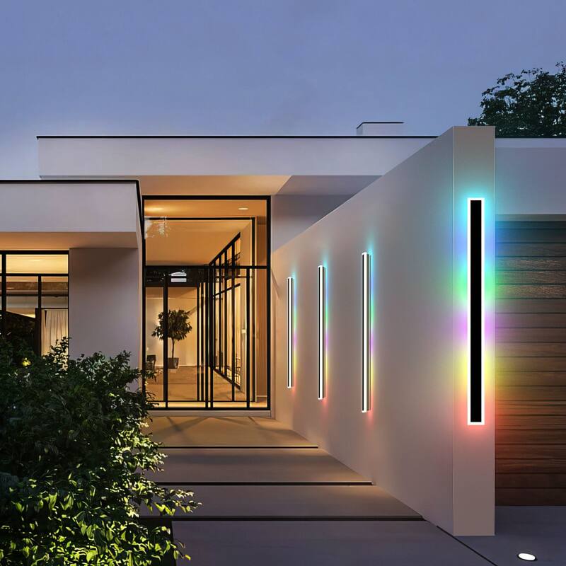 2-Pack RGBW Waterproof Frame Wall Light for Indoor & Outdoor - Black