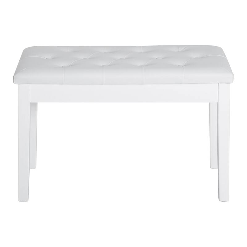 Piano Bench with Faux Leather Padded Cushion and Wooden Frame