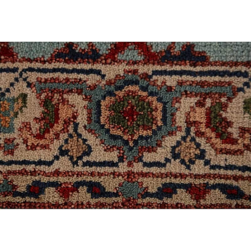 Light Blue Floral Oushak Indian Foyer Rug Handmade Wool Carpet - 2'11"x 5'1"