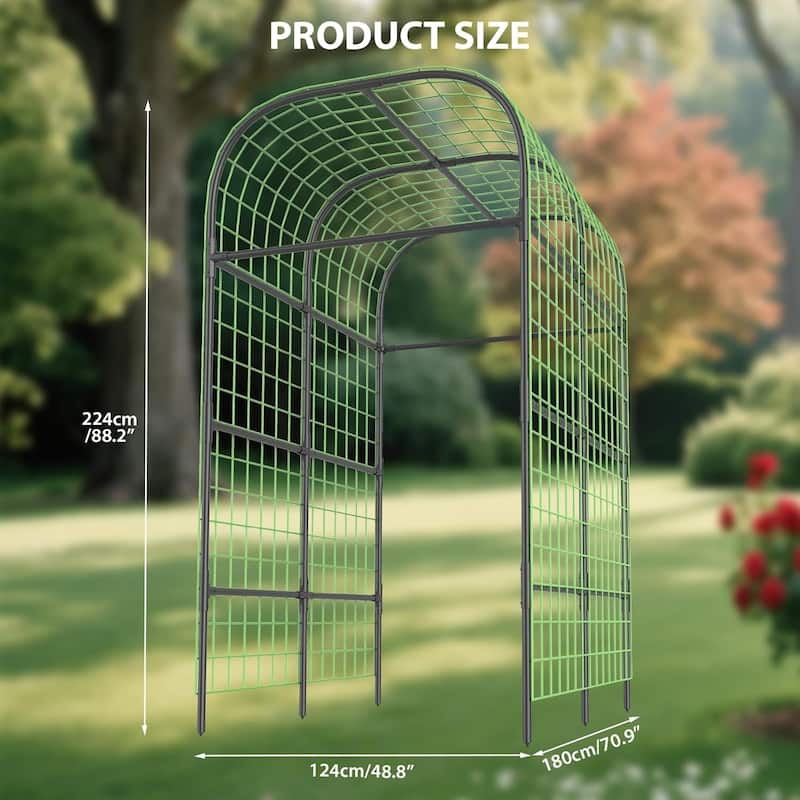 7.3FT Metal Garden Arch Trellis Plant Support for Raised Beds Climbing Vegetables Cucumbers and Vines Black