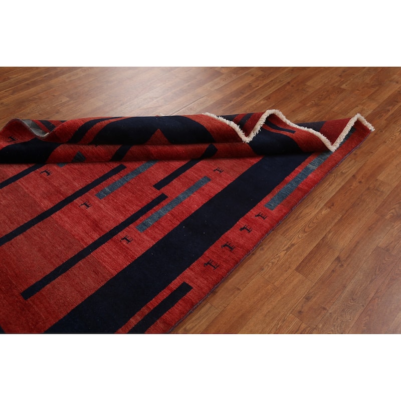 Vegetable Dye Gabbeh Persian Wool Area Rug Hand-knotted Foyer Carpet - 5'0" x 6'5"